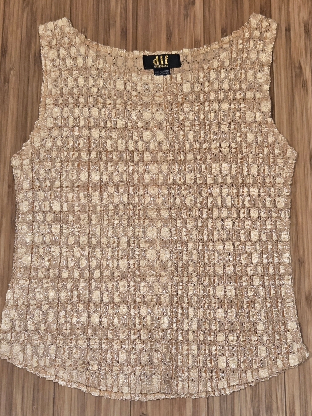 DIF Australia Textured Metallic Beige Sleeveless Top